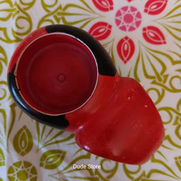 Soapstone 4.5" Elephant Red & Black Votive Candle Holder - Hand Cut & Painted - Picture 6 of 8